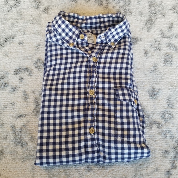 J.Crew 100% Cotton Navy/White Plaid Workshirt Size Medium - Picture 5 of 9